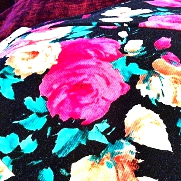 Deb M Floral Black And Pink Tank Fit And Flare Dress - Picture 3 of 4